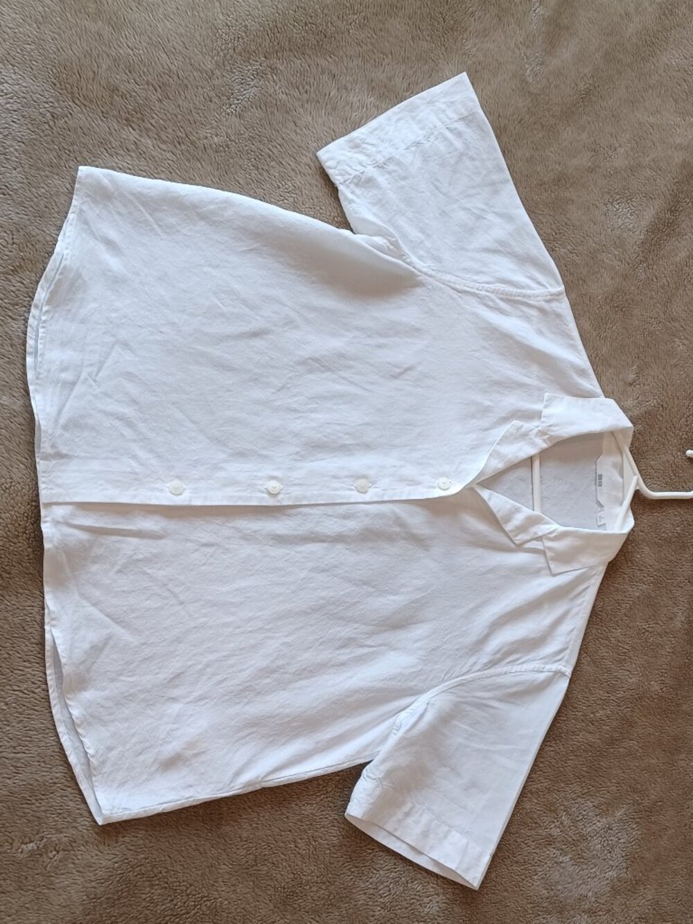 Uniqlo Women's Linen Blend Open Collar Short Sleeve White Shirt Size SMALL - Picture 3 of 9
